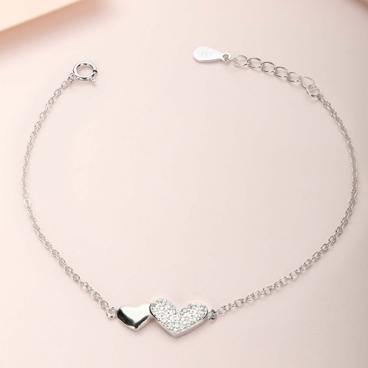 zavya beating hearts 925 silver bracelet