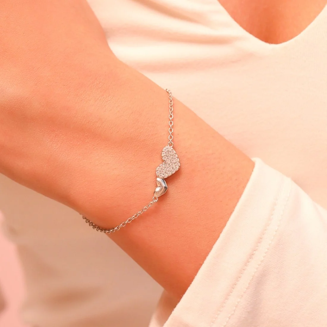 zavya beating hearts 925 silver bracelet