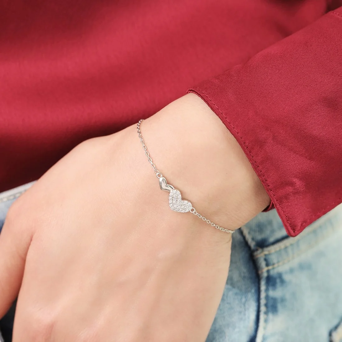 zavya beating hearts 925 silver bracelet