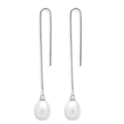 zavya pearl sui dhaga 925 silver rhodium-plated earrings