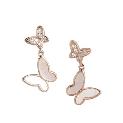 zavya butterfly whispers rose gold plated sterling silver butterfly stud earrings