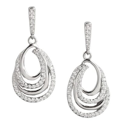 zavya contemporary cz rhodium plated 925 sterling silver earring