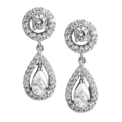 zavya crystal cascade rhodium plated 925 sterling silver drop earrings