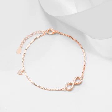 rose gold-plated zircon infinity 925 silver bracelet