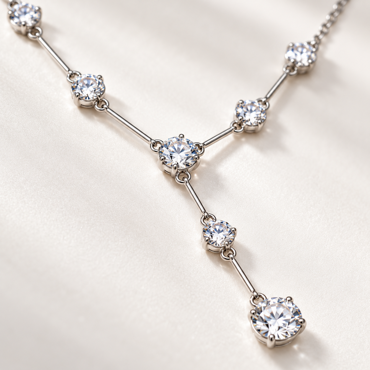 zircon y-drop necklace in 925 sterling silver