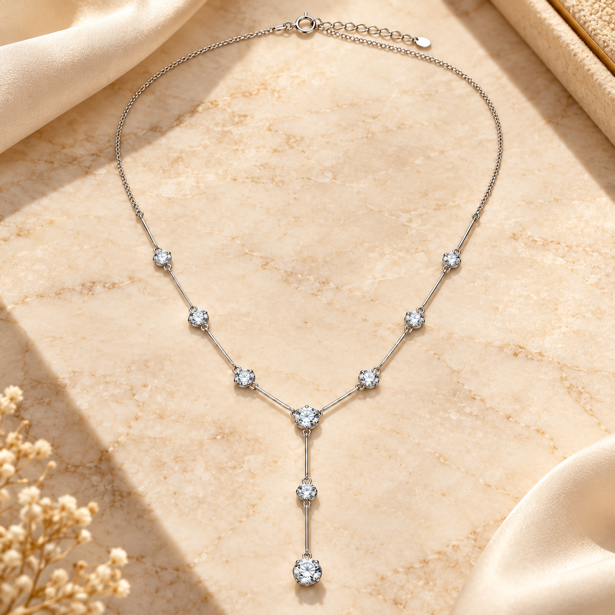 zircon y-drop necklace in 925 sterling silver