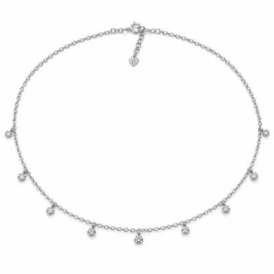 scattered zircon drop chain necklace in 925 sterling silver