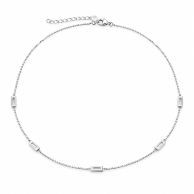 baguette zircon station chain necklace in gold-plated 925 sterling silver