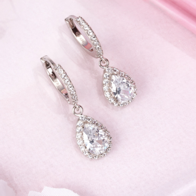 moissanite & zircon solitaire 925 sterling silver earrings