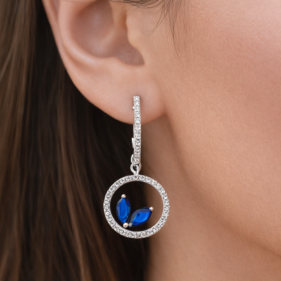 sapphire-blue zircon 925 sterling silver earrings