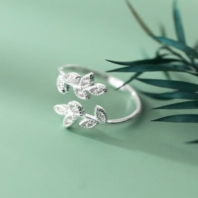 sparkling zircon adjustable 925 sterling silver ring for women