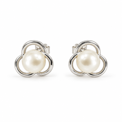 pearl swirl stud earrings in 925 sterling silver