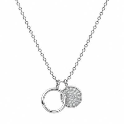 crescent moon zircon pendant necklace in 925 sterling silver