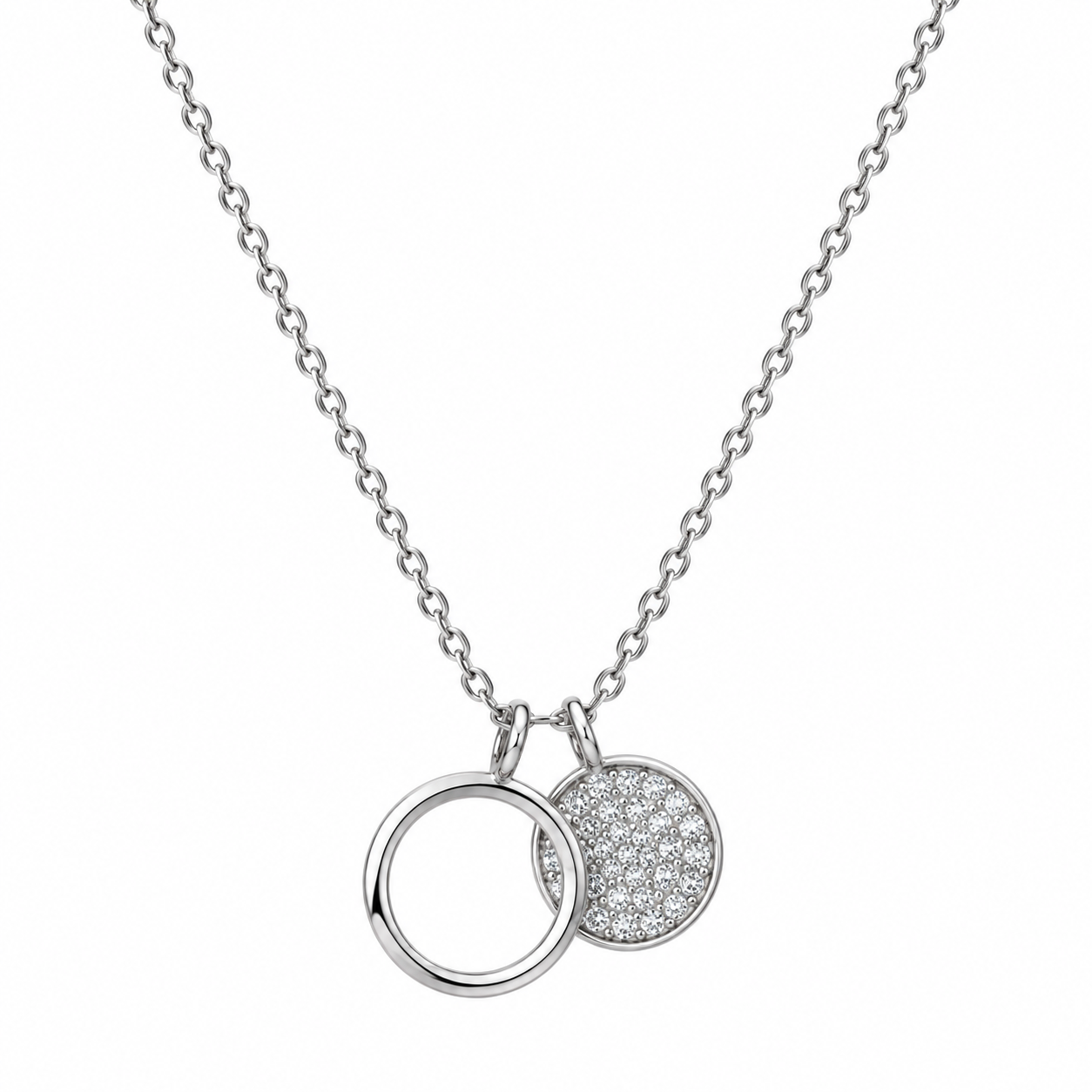 crescent moon zircon pendant necklace in 925 sterling silver