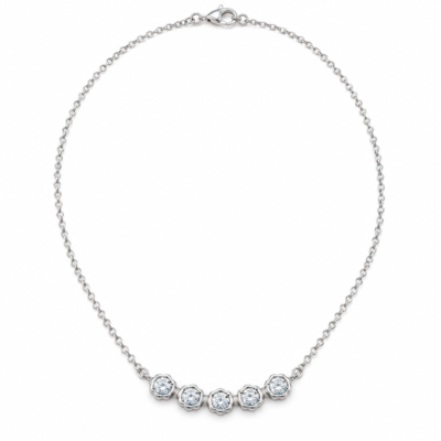 five-stone zircon station necklace in 925 sterling silver