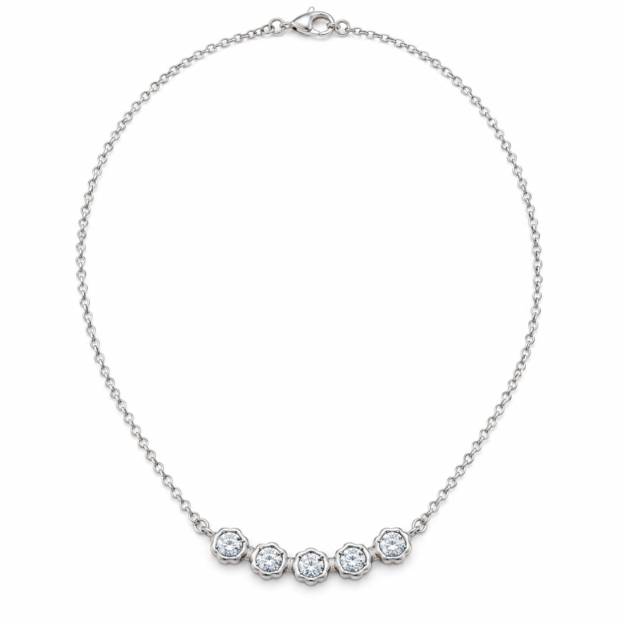 five-stone zircon station necklace in 925 sterling silver