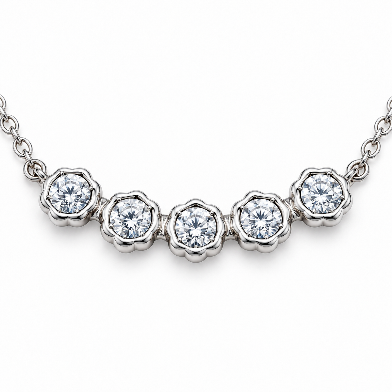 five-stone zircon station necklace in 925 sterling silver