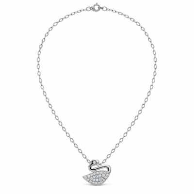 swan zircon pendant necklace in 925 sterling silver