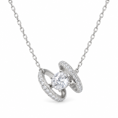 cushion zircon double loop pendant necklace in 925 sterling silver