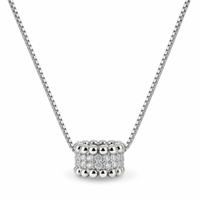 triple-row zircon barrel pendant necklace in 925 sterling silver
