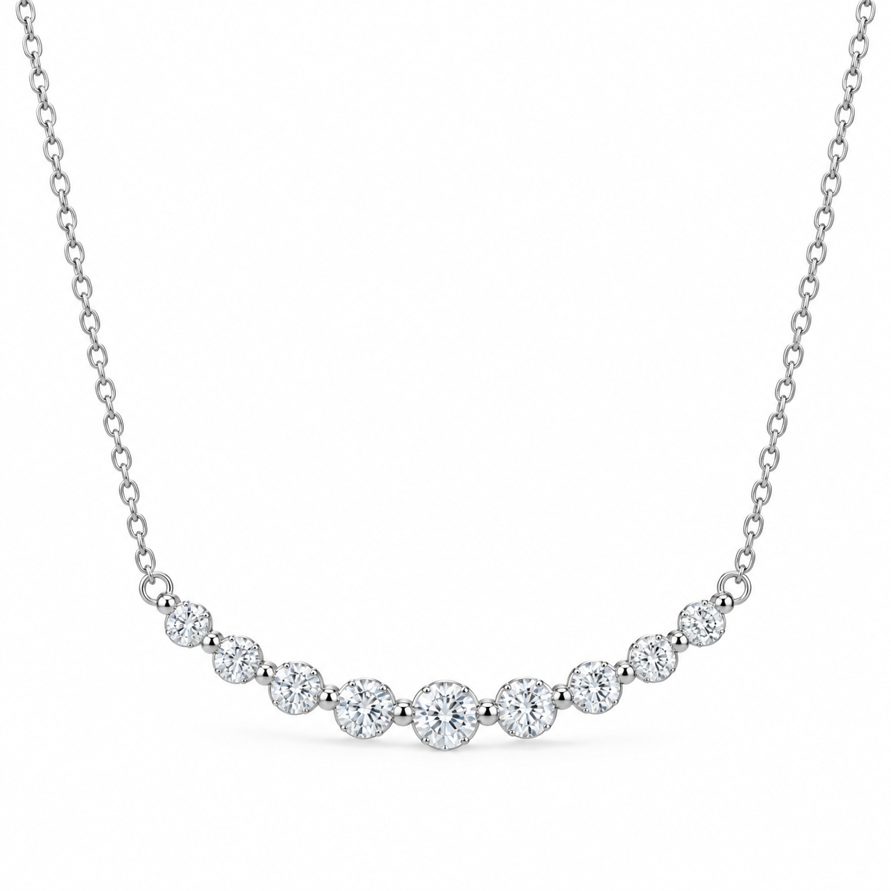 graduated nine-stone zircon necklace in 925 sterling silver
