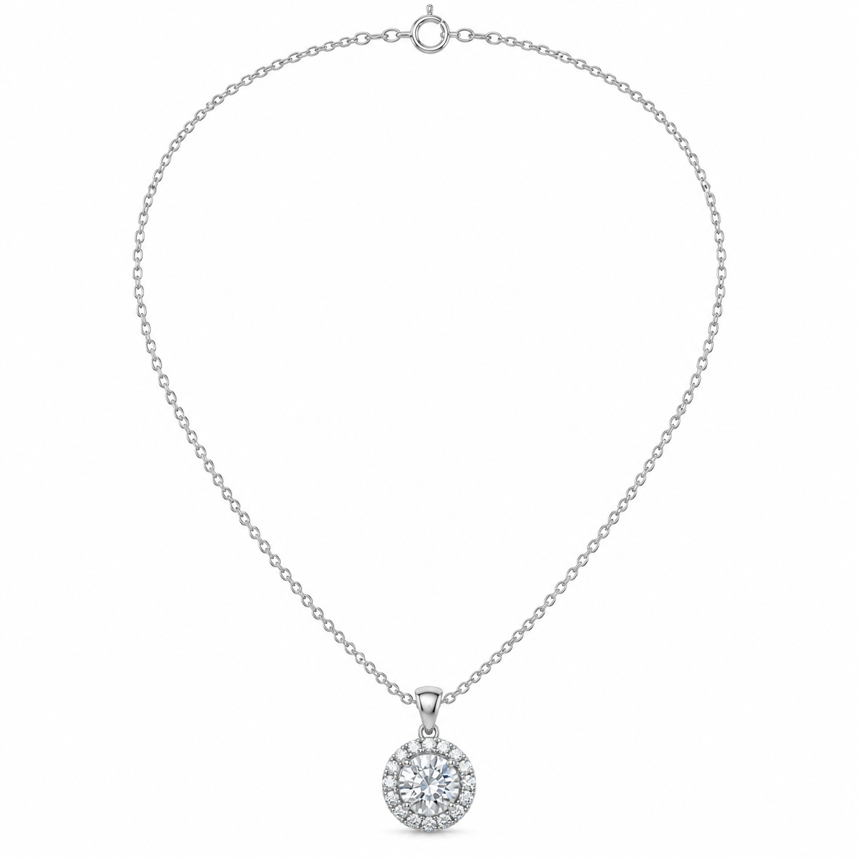 bezel-set round zircon solitaire necklace in 925 sterling silver