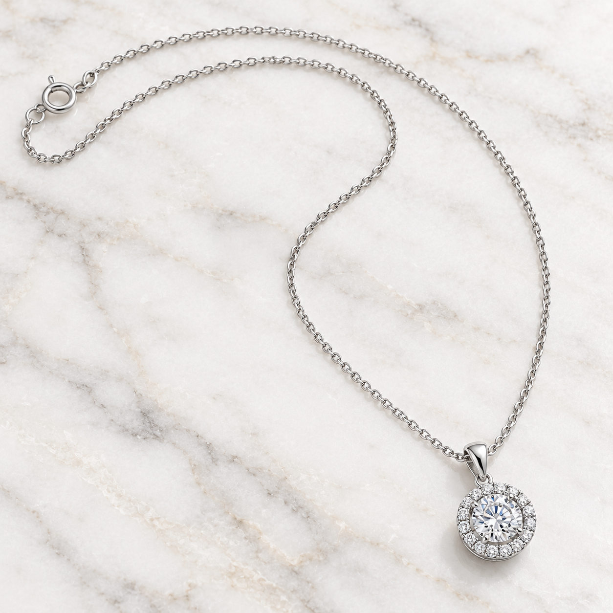 bezel-set round zircon solitaire necklace in 925 sterling silver