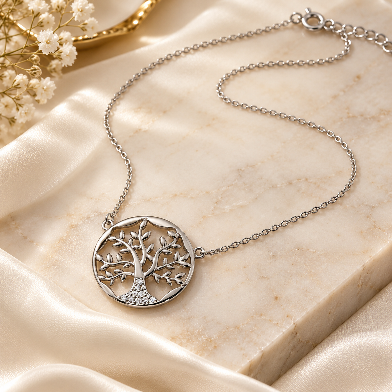 tree of life pendant necklace in 925 sterling silver