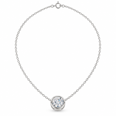 round solitaire zircon pendant necklace in 925 sterling silver