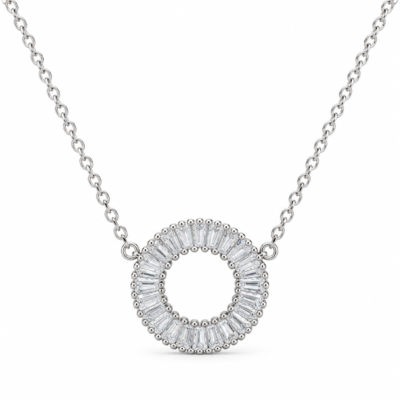 baguette zircon oval halo pendant necklace in 925 sterling silver