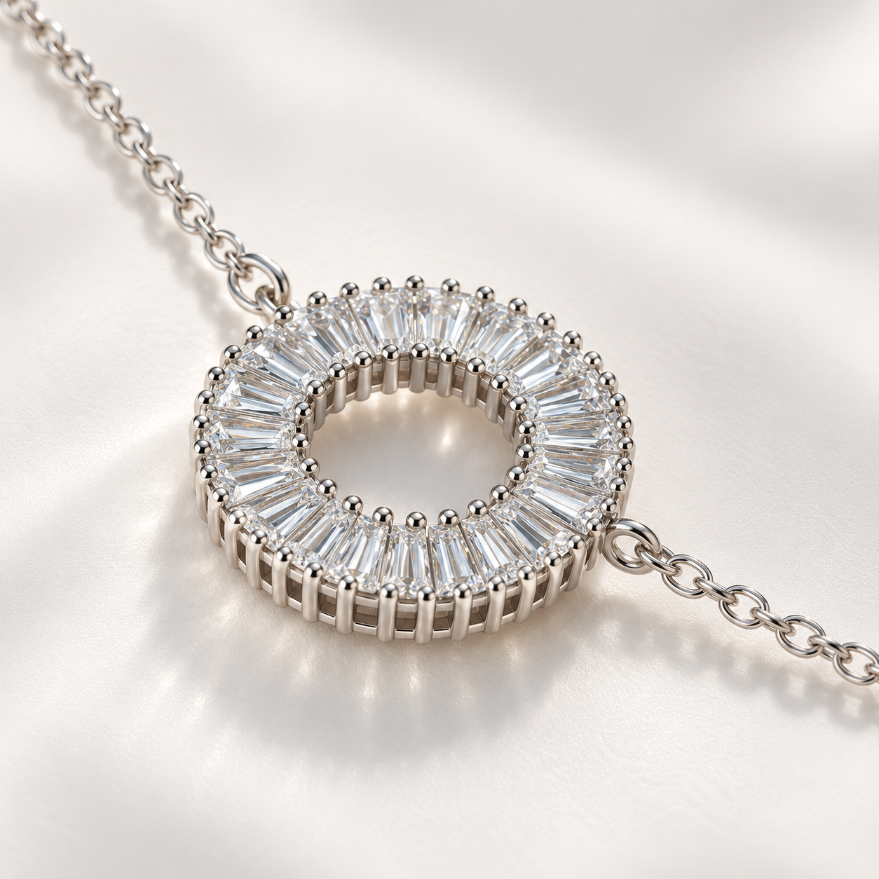 baguette zircon oval halo pendant necklace in 925 sterling silver