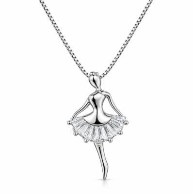 ballerina zircon pendant necklace in 925 sterling silver