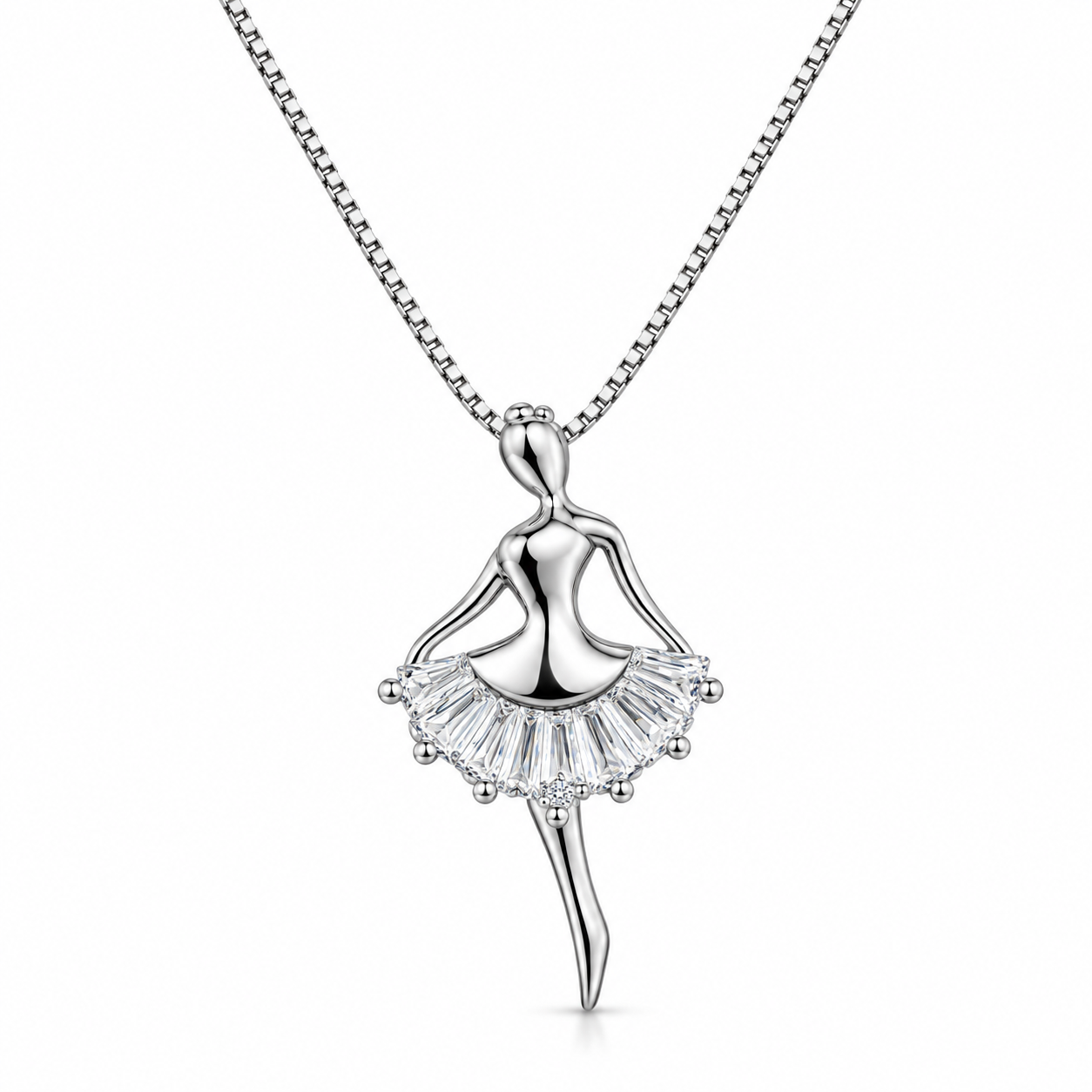 ballerina zircon pendant necklace in 925 sterling silver