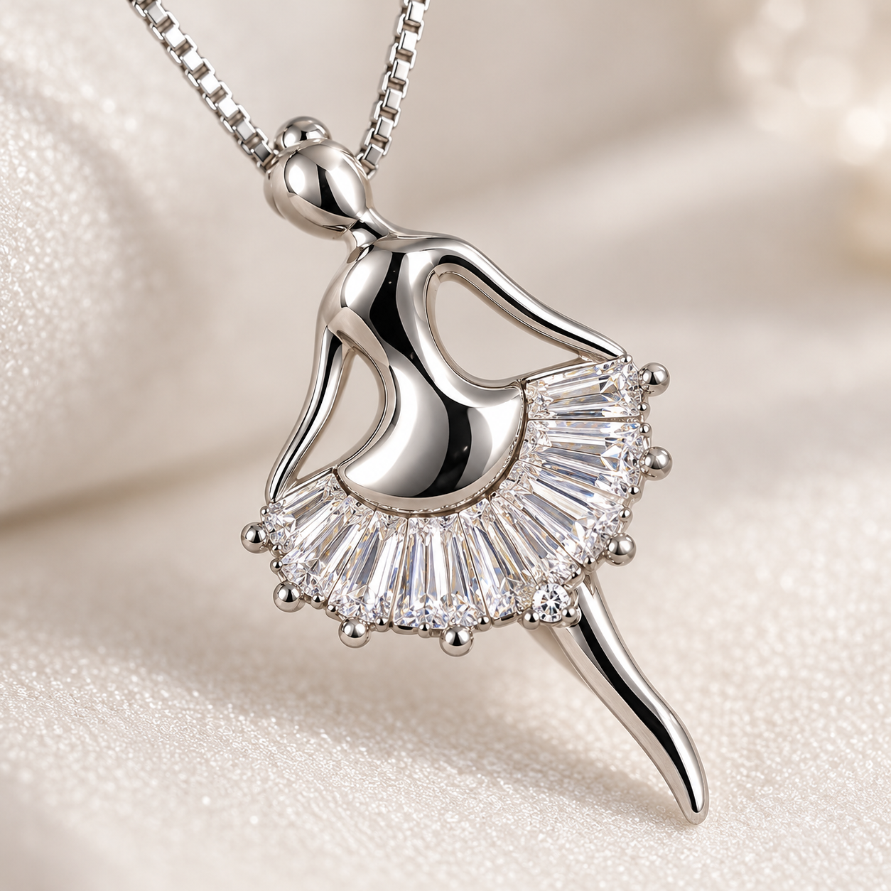ballerina zircon pendant necklace in 925 sterling silver