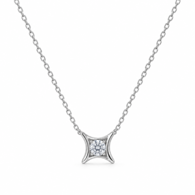 four-point zircon diamond pendant necklace in 925 sterling silver